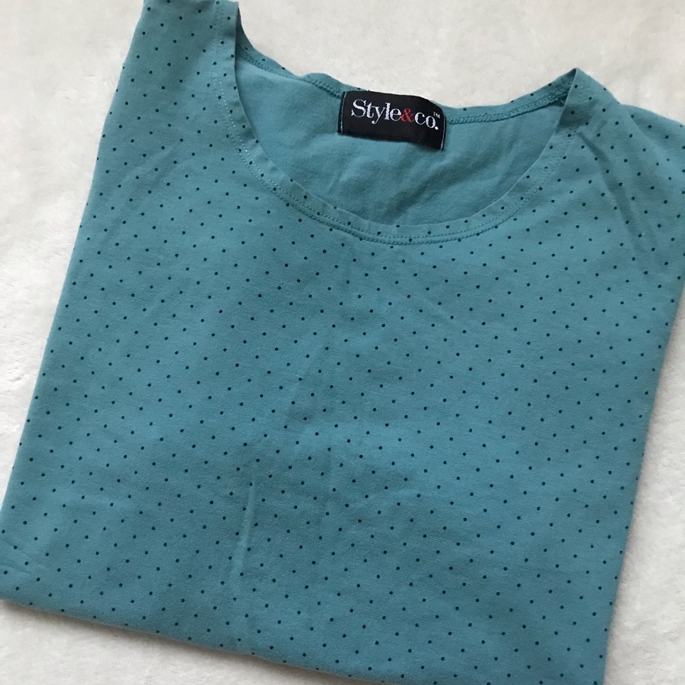 Polk a dot and blue boxy fit tee